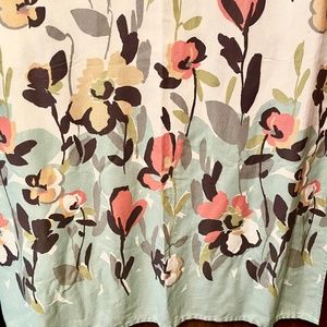 DKNY Watercolor Fields Neutral Coral fabric shower curtain